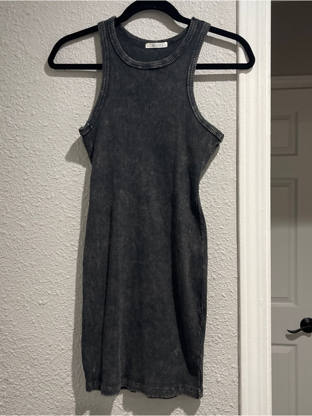 Full Tilt Ribbed Tank Dress Gray Bodycon Midi Sleeveless Casual M